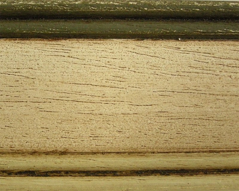 Letto  dritto matrimoniale avorio antico/verde in legno 173x209x107 (1472) - Mobili 2G