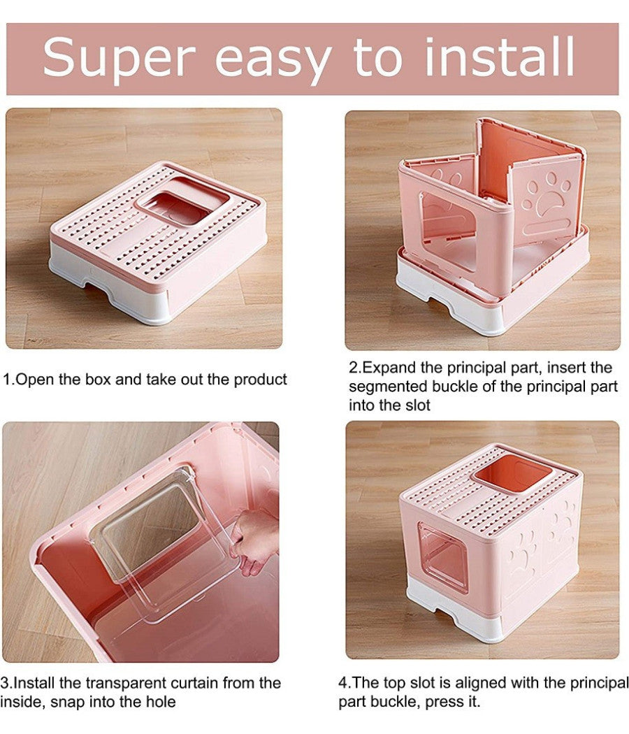 Lettiera Per Gatti Con Ingresso Dall'alto Coperchio Toilette Paletta In Plastica         