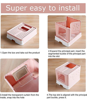 Lettiera Per Gatti Con Ingresso Dall'alto Coperchio Toilette Paletta In Plastica         