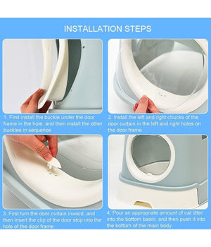 Lettiera Per Gatti Toilette Estraibile Cassetto Paletta Antispruzzo Sportello         