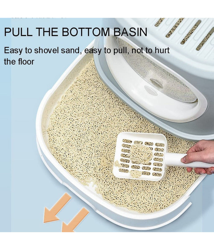 Lettiera Per Gatti Toilette Estraibile Cassetto Paletta Antispruzzo Sportello         