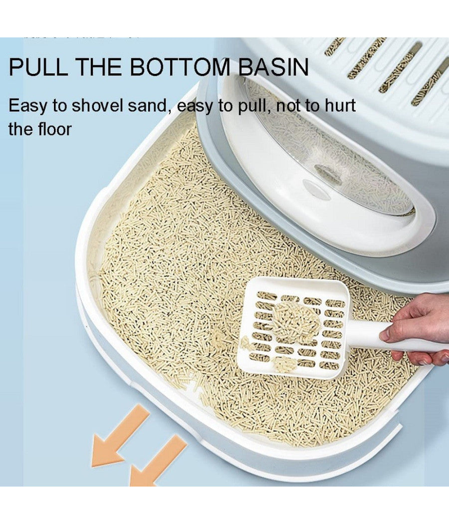 Lettiera Per Gatti Toilette Estraibile Cassetto Paletta Antispruzzo Sportello         