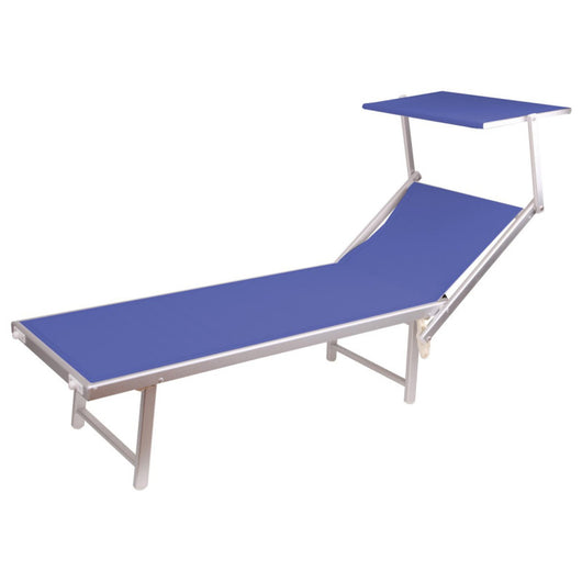 Lettino Con Parasole 185x71x41 Blu Melange