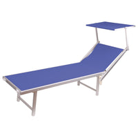 Lettino Con Parasole 185x71x41 Blu Melange