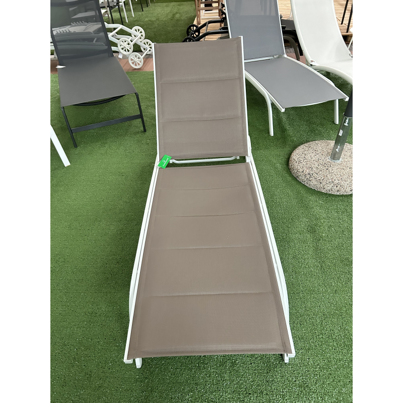 Lettino Con Ruote Alluminio Sandy/Text 2X1 Imbottito Tortora - 5 Posizioni Moia