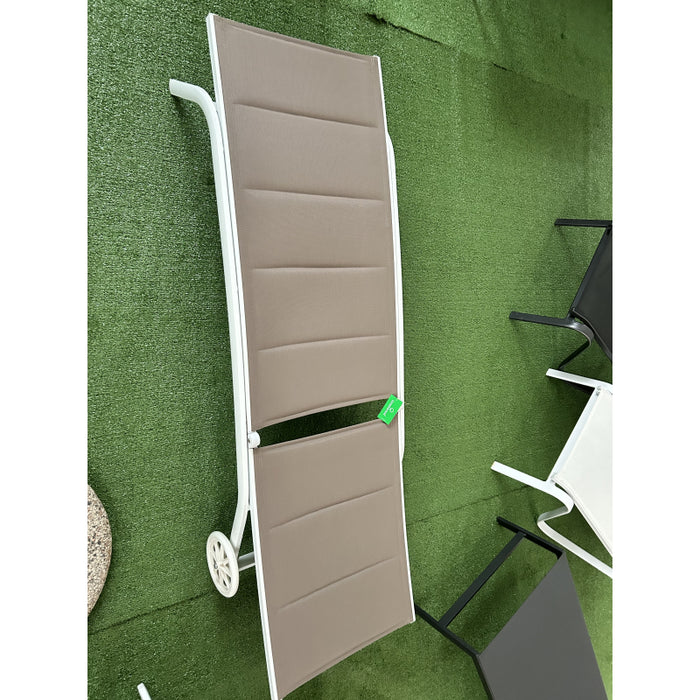 Lettino Con Ruote Alluminio Sandy/Text 2X1 Imbottito Tortora - 5 Posizioni Moia