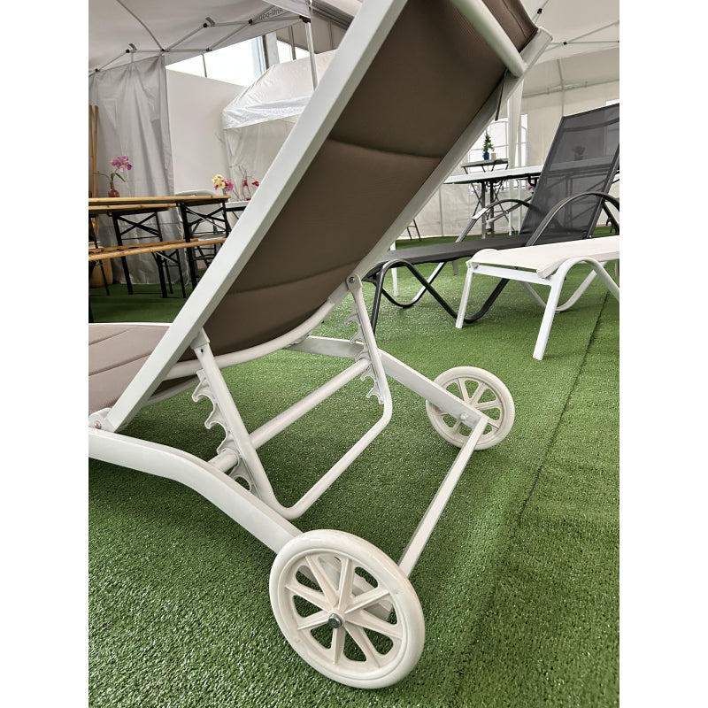 Lettino Con Ruote Alluminio Sandy/Text 2X1 Imbottito Tortora - 5 Posizioni Moia