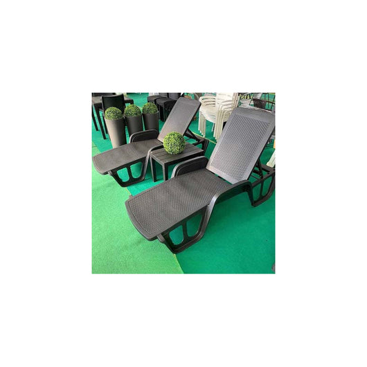 Lettino in Resina Effetto Rattan da Esterno Pieghevole e Impilabile Pool Antracite