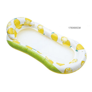 Trade Shop - Lettino In Rete Amaca Con Schienale Gonfiabile Piscina Motivo Limoni 178x80cm 628533 -