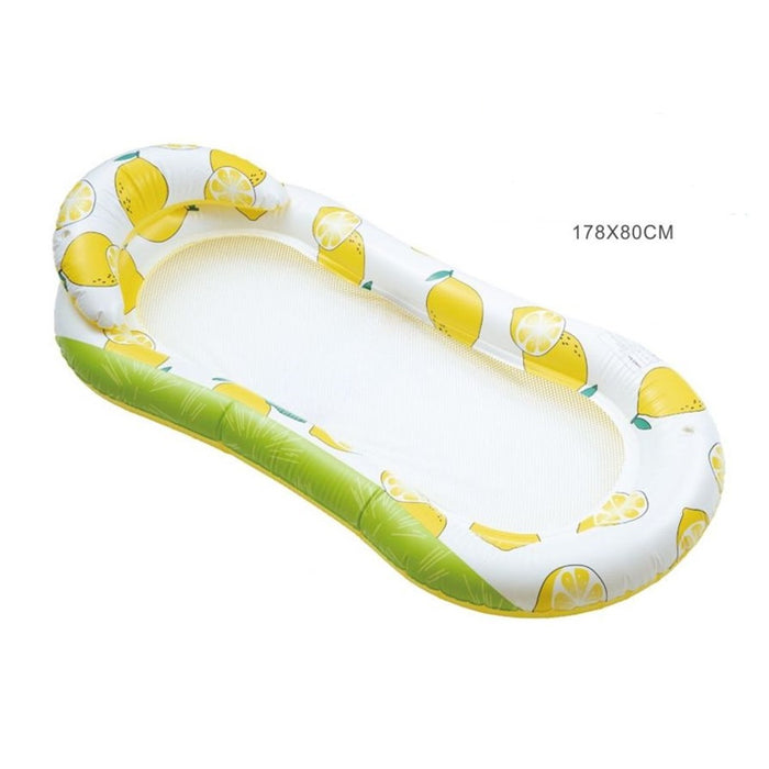 Trade Shop - Lettino In Rete Amaca Con Schienale Gonfiabile Piscina Motivo Limoni 178x80cm 628533 -