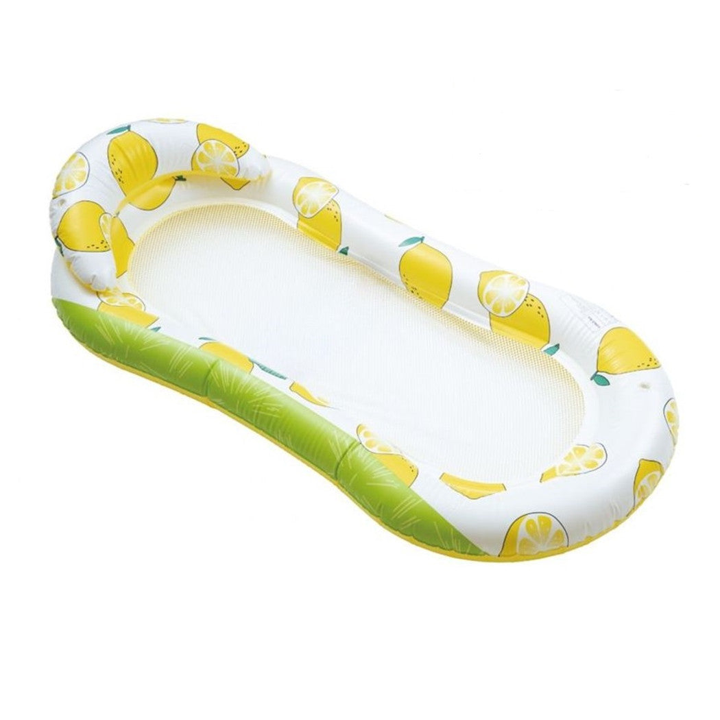 Trade Shop - Lettino In Rete Amaca Con Schienale Gonfiabile Piscina Motivo Limoni 178x80cm 628533 -