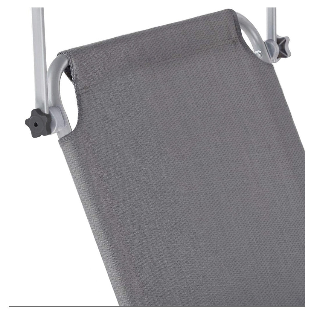 Trade Shop - Lettino In Textilene Con Parasole Grigio Mare Giardino Schienale Regolabile 281013 -