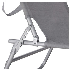 Trade Shop - Lettino In Textilene Con Parasole Grigio Mare Giardino Schienale Regolabile 281013 -