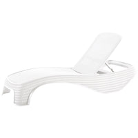 Lettino prendisole di design in polyrattan con schienale reclinabile. Lettino prendisole da giardino design ergonomico ed avvolgente. Bianco  197x74xH36 cm