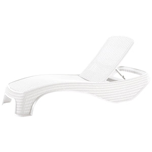 Lettino prendisole di design in polyrattan con schienale reclinabile. Lettino prendisole da giardino design ergonomico ed avvolgente. Bianco  197x74xH36 cm