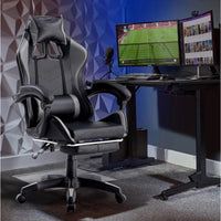 Sedia/Poltrona Gaming Ergonomica Massaggiante Reclinabile con Poggiapiedi Poggiatesta e Supporto Lombare Braccioli X Gamer con Ruote Girevoli Nero/Grigio HLD-920 (Nero/grigio)