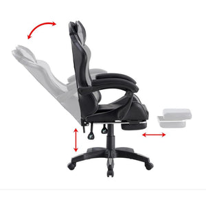 Sedia/Poltrona Gaming Ergonomica Massaggiante Reclinabile con Poggiapiedi Poggiatesta e Supporto Lombare Braccioli X Gamer con Ruote Girevoli Nero/Grigio HLD-920 (Nero/grigio)