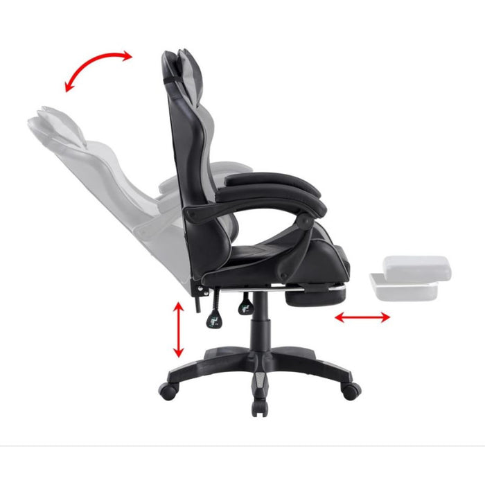 Sedia/Poltrona Gaming Ergonomica Massaggiante Reclinabile con Poggiapiedi Poggiatesta e Supporto Lombare Braccioli X Gamer con Ruote Girevoli Nero/Grigio HLD-920 (Nero/grigio)