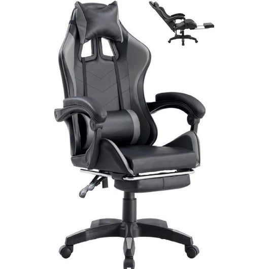 Sedia/Poltrona Gaming Ergonomica Massaggiante Reclinabile con Poggiapiedi Poggiatesta e Supporto Lombare Braccioli X Gamer con Ruote Girevoli Nero/Grigio HLD-920 (Nero/grigio)