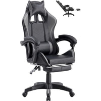 Sedia/Poltrona Gaming Ergonomica Massaggiante Reclinabile con Poggiapiedi Poggiatesta e Supporto Lombare Braccioli X Gamer con Ruote Girevoli Nero/Grigio HLD-920 (Nero/grigio)