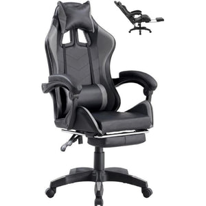 Sedia/Poltrona Gaming Ergonomica Massaggiante Reclinabile con Poggiapiedi Poggiatesta e Supporto Lombare Braccioli X Gamer con Ruote Girevoli Nero/Grigio HLD-920 (Nero/grigio)