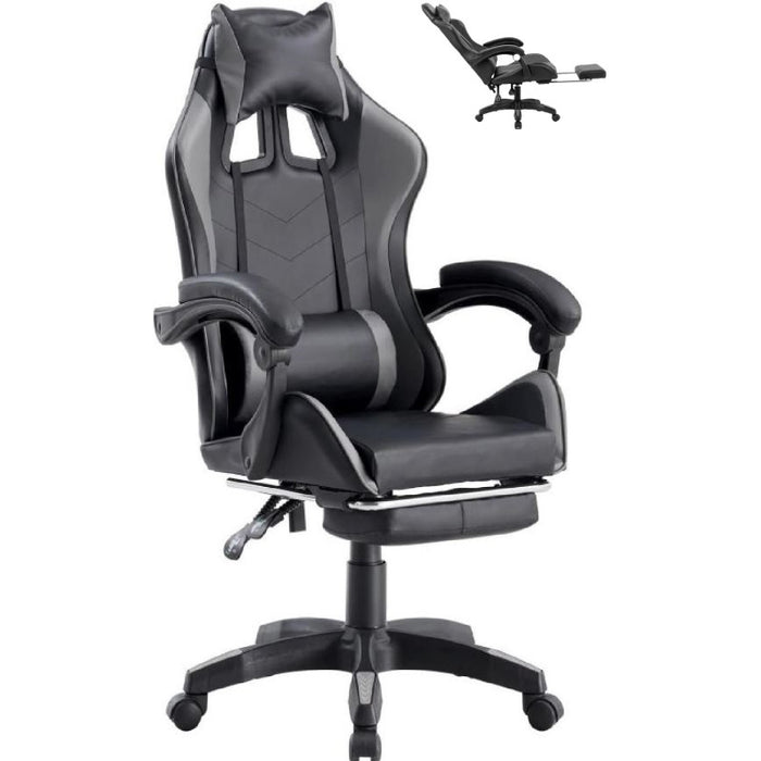 Sedia/Poltrona Gaming Ergonomica Massaggiante Reclinabile con Poggiapiedi Poggiatesta e Supporto Lombare Braccioli X Gamer con Ruote Girevoli Nero/Grigio HLD-920 (Nero/grigio)