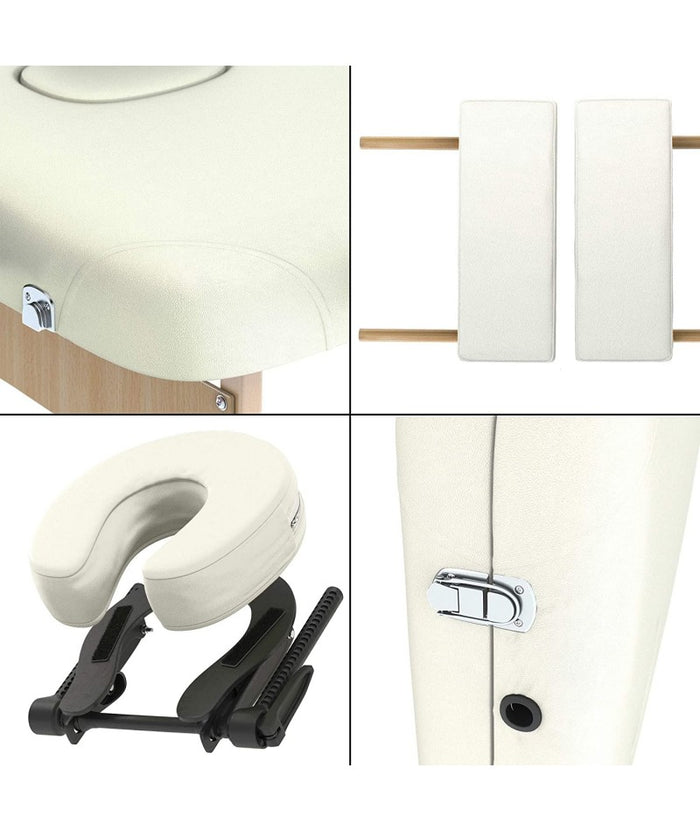 Lettino Massaggio Professionale 2 Zone In Legno, Pieghevole E Portatile X Estetiste, Massaggiatori Tattoo cod-01 - Colore Panna