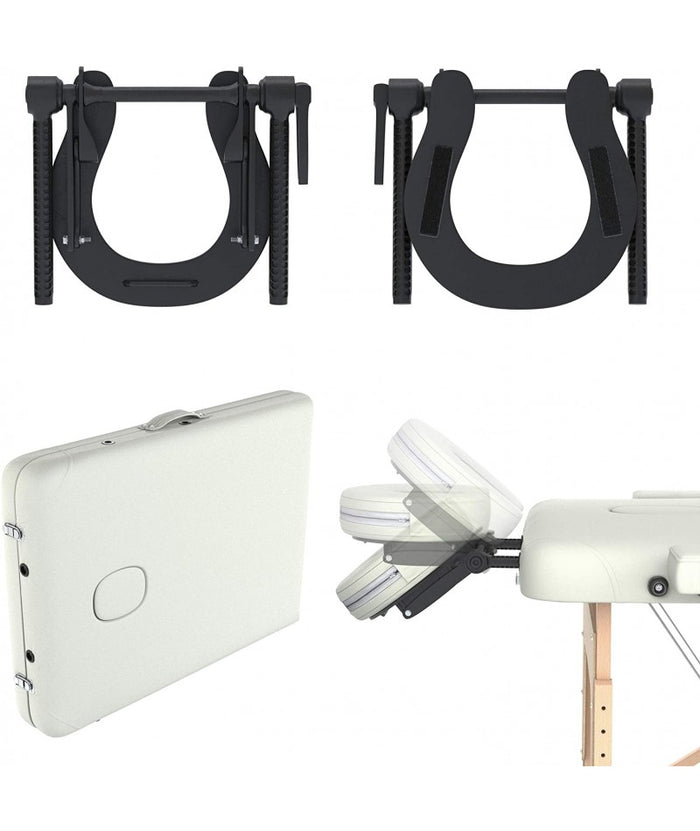 Lettino Massaggio Professionale 2 Zone In Legno, Pieghevole E Portatile X Estetiste, Massaggiatori Tattoo cod-01 - Colore Panna