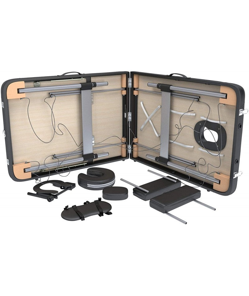 Lettino massaggio professionale 3 zone in alluminio  pieghevole e portatile x estetiste, massaggiatori Tattoo  cod-03 - Colore Nero