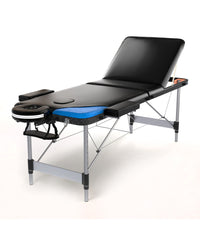 Lettino massaggio professionale 3 zone in alluminio  pieghevole e portatile x estetiste, massaggiatori Tattoo  cod-03 - Colore Nero