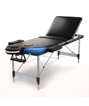 Lettino massaggio professionale 3 zone in alluminio  pieghevole e portatile x estetiste, massaggiatori Tattoo  cod-03 - Colore Nero