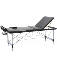 Lettino massaggio professionale 3 zone in alluminio  pieghevole e portatile x estetiste, massaggiatori Tattoo  cod-03 - Colore Nero