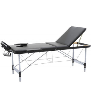 Lettino massaggio professionale 3 zone in alluminio  pieghevole e portatile x estetiste, massaggiatori Tattoo  cod-03 - Colore Nero