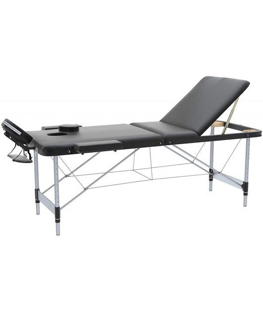 Lettino massaggio professionale 3 zone in alluminio  pieghevole e portatile x estetiste, massaggiatori Tattoo  cod-03 - Colore Nero