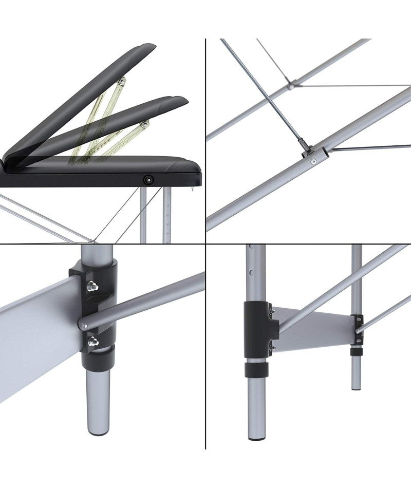 Lettino massaggio professionale 3 zone in alluminio  pieghevole e portatile x estetiste, massaggiatori Tattoo  cod-03 - Colore Nero