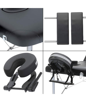 Lettino massaggio professionale 3 zone in alluminio  pieghevole e portatile x estetiste, massaggiatori Tattoo  cod-03 - Colore Nero