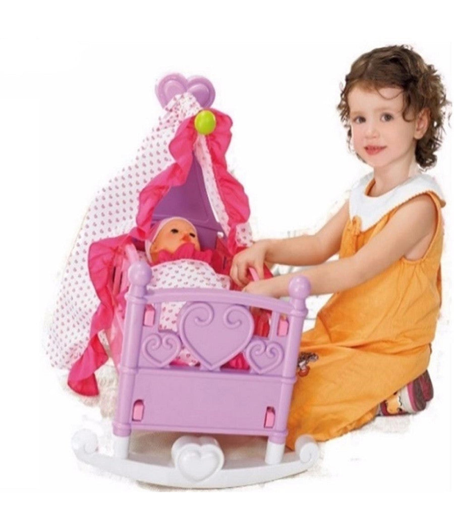 Lettino Per Bambole Baldacchino Letto Culla Bambolotti Con Biancheria E Cuscino         