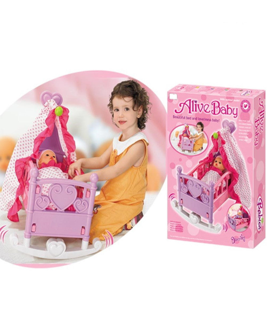 Lettino Per Bambole Baldacchino Letto Culla Bambolotti Con Biancheria E Cuscino         