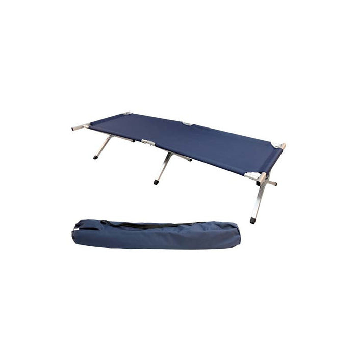 Lettino Pieghevole Struttura in Alluminio con Borsa per Trasporto Camping Safari Blu