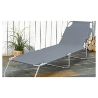 Trade Shop - Lettino Prendisole Pieghevole Senza Parasole Con Schienale Regolabile Brandina Grigio 281023 -