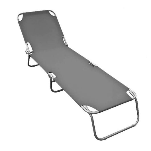 Trade Shop - Lettino Prendisole Pieghevole Senza Parasole Con Schienale Regolabile Brandina Grigio 281023 -