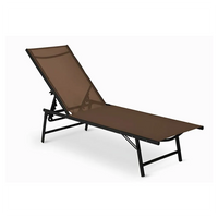 Trade Shop - Lettino Sdraio Mare Prendisole Reclinabile Pieghevole Praiano Piscina Sedia In Textilene - Marrone