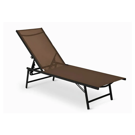 Trade Shop - Lettino Sdraio Mare Prendisole Reclinabile Pieghevole Praiano Piscina Sedia In Textilene - Marrone