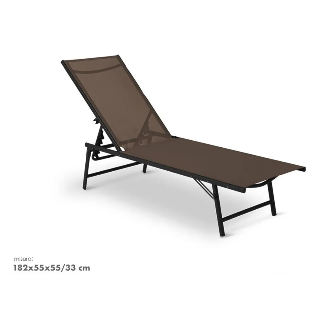 Trade Shop - Lettino Sdraio Mare Prendisole Reclinabile Pieghevole Praiano Piscina Sedia In Textilene - Marrone