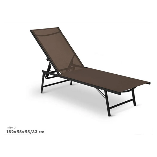 Trade Shop - Lettino Sdraio Mare Prendisole Reclinabile Pieghevole Praiano Piscina Sedia In Textilene - Marrone