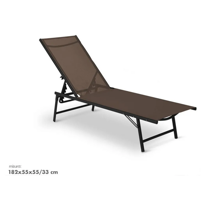 Trade Shop - Lettino Sdraio Mare Prendisole Reclinabile Pieghevole Praiano Piscina Sedia In Textilene - Marrone