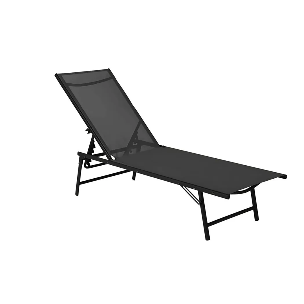 Trade Shop - Lettino Sdraio Mare Prendisole Reclinabile Pieghevole Praiano Piscina Sedia In Textilene - Nero