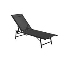 Trade Shop - Lettino Sdraio Mare Prendisole Reclinabile Pieghevole Praiano Piscina Sedia In Textilene - Nero