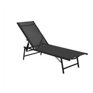 Trade Shop - Lettino Sdraio Mare Prendisole Reclinabile Pieghevole Praiano Piscina Sedia In Textilene - Nero