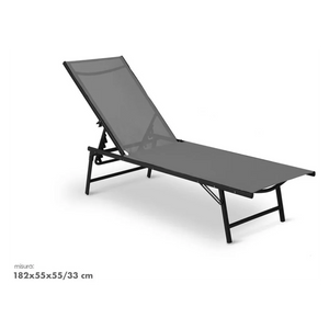 Trade Shop - Lettino Sdraio Mare Prendisole Reclinabile Pieghevole Praiano Piscina Sedia In Textilene - Grigio